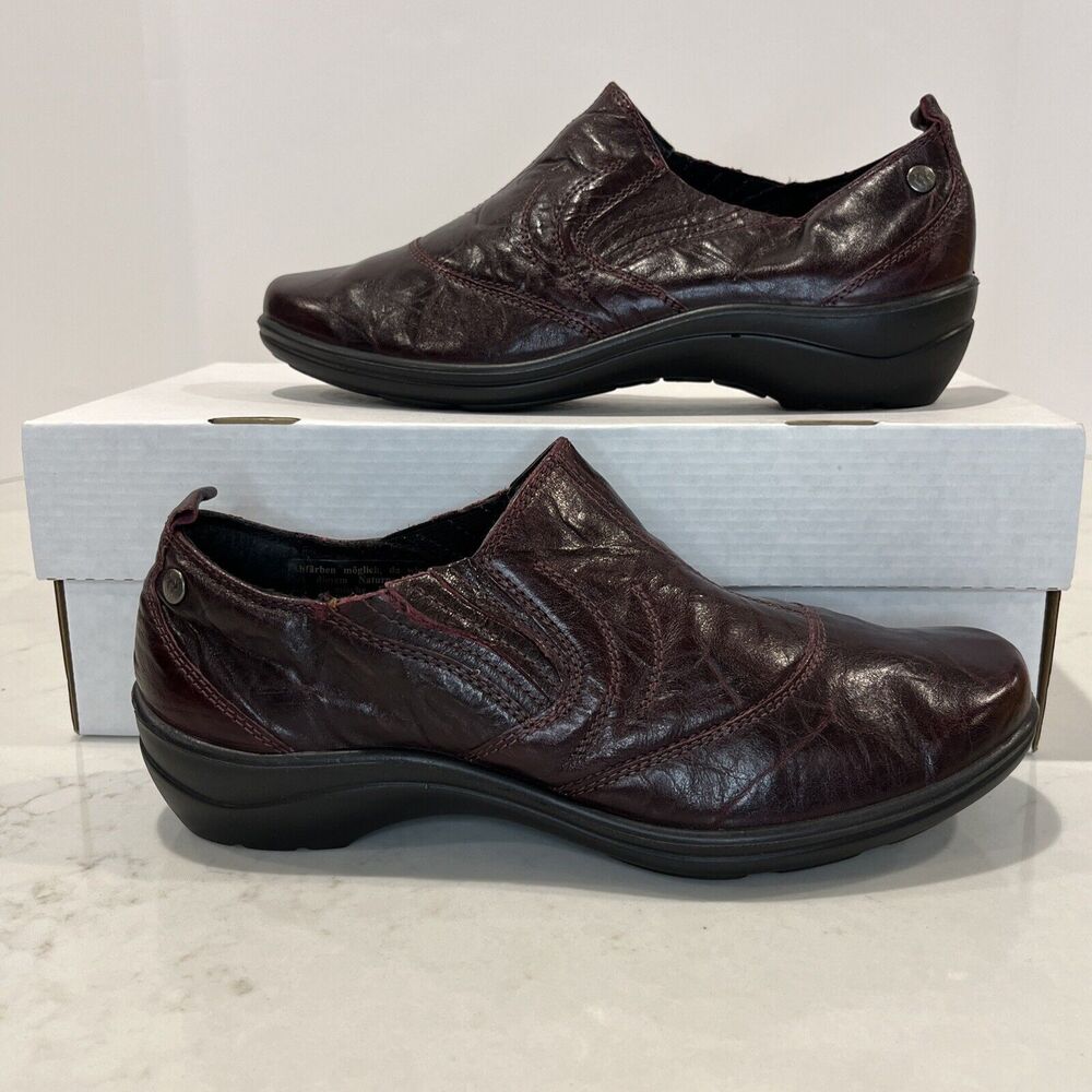 ROMIKA Citylight Maroon Leather Low Heel Slip On Loafer Shoes Size 37 US 6-6.5